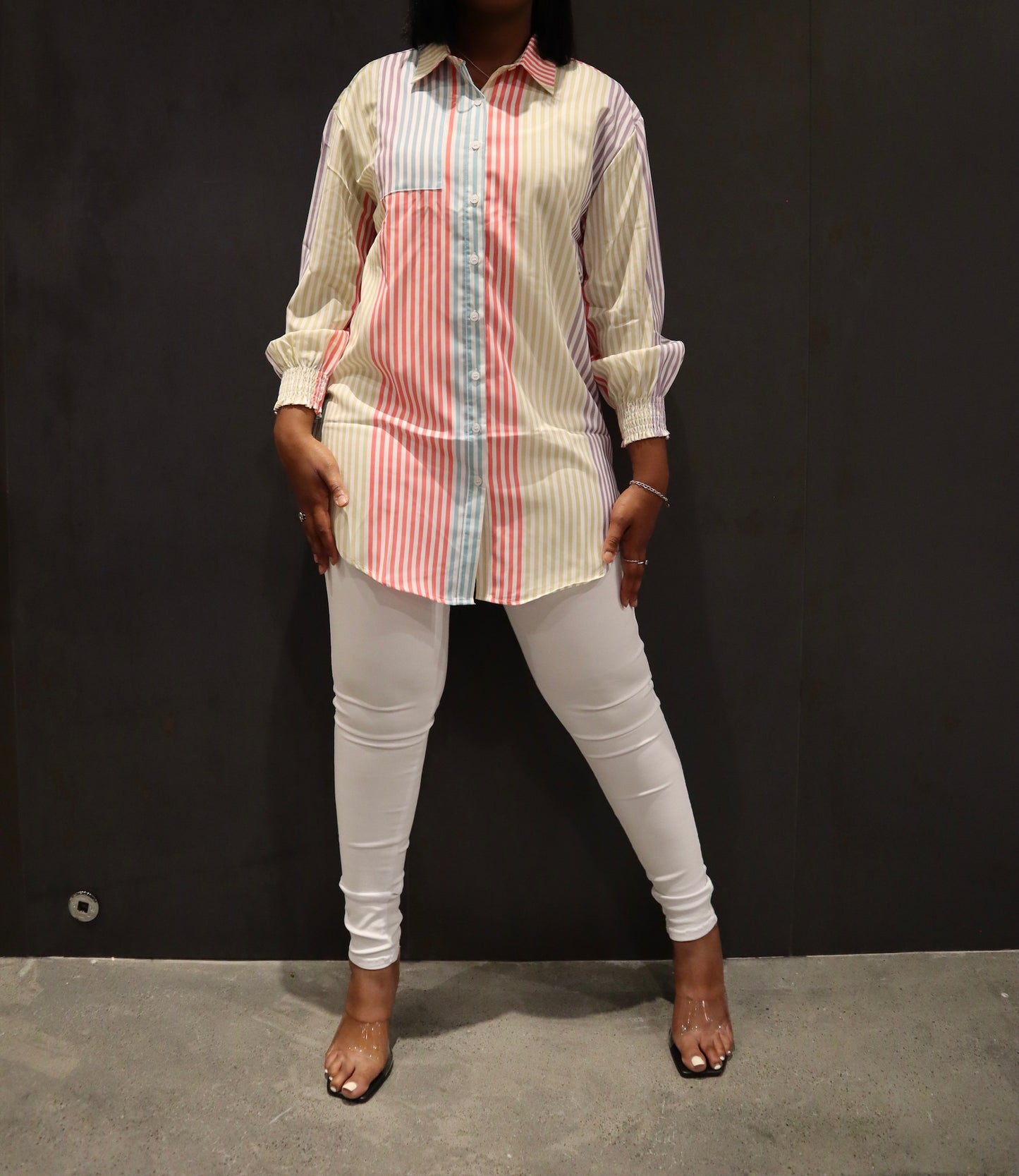 Strike Out Multi Color Button Up