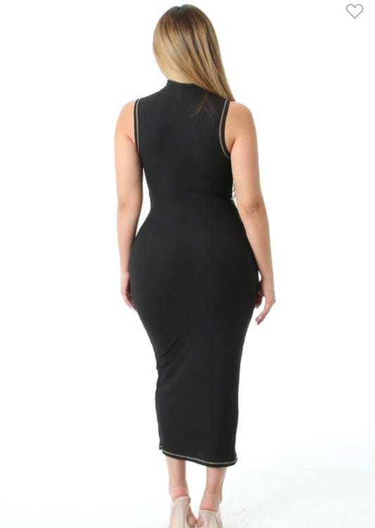Mia Black Half PU Midi